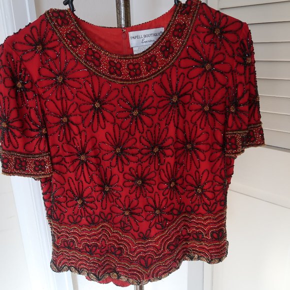 FORMAL RED AND BLACK TOP, FANCY!! - Picture 1 of 4